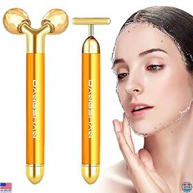 B07rkjc784 3m 2-in-1 Electric Face Massager Kit 24k Gold 3d Roller And T Shape Skin Care Tool