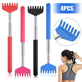 4pcs Stainless Steel Back Scratcher 27inch Telescopic Extendable Claw Massage Tools