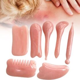 7pcs Set Face Scraper Eco Friendly Prevent Wrinkle Resin Massager Guasha Board
