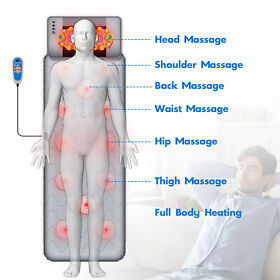 9100588 9 Speeds Full Body Massage Mattress Mat Heat Shiatsu Neck Massager Modes