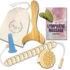 Abundantly Made 860009875708 7-piece Lymphatic Drainage Kit With E-book Premium Wooden Jade And Silicone