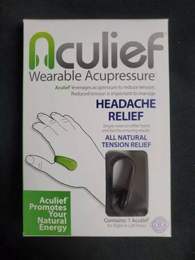 Aculief 850017427686 Natural Acupressure Headache Migraine Tension Relief Wearable Black