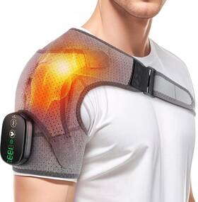 D10220016 Afdeal Electric Heated Shoulder Massager Brace With Vibration Massage Joint Pain Relief