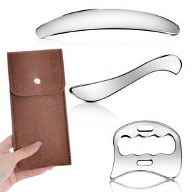 Guasha-3 Aicnly 3-in-1 Stainless Steel Gua Sha Muscle Scraper Tool Iastm Tools Brown