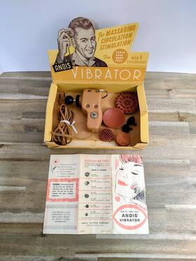 10m166 Andis Working Vintage Vibrator Massager 1950s Clipper Co Original And Attachments