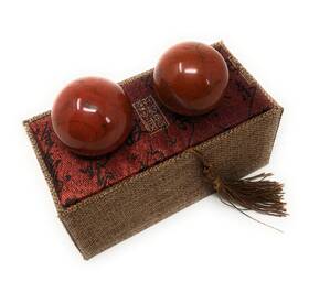 Asian Home 729270920732 Red Corundum Marble Stone Chinese Healthy Exercise Massage Baoding Balls