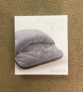 Asora 192234062869 Heated Cozy Gray Plush Foot Pillow With Soothing Vibration Massage Brand New