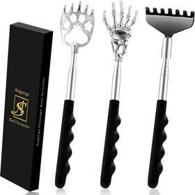 Asqraqo 445040710701 Back Scratcher 3 Pack Different Design Stainless Telescopic Scratchers New