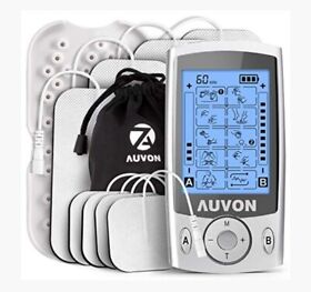 As8012 Auvon Dual Channel Tens Unit Muscle Stimulator Machine 20 Modes 2inch And 2inchx4inch Pad