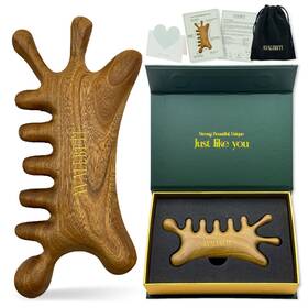 Avb01 Avalebeti 6 In 1 Gua Sha Tool For Face And Body Sandalwood Scalp Medium Brown