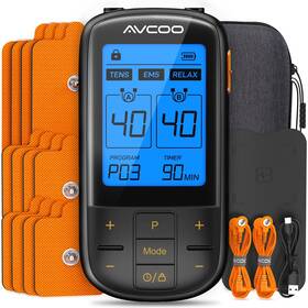 As9020ec14 Avcoo 3-in-1 Tens Unit 40 Intensities Rechargeable Pulse Massager With 12 Pads