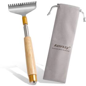 Aznrszy 768492180104 Extendable Back Scratcher With Wooden Handle And Steel Roller 62cm
