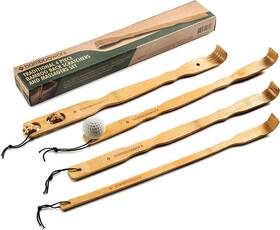 Bd16745 Bambooworx Traditional Bamboo Wooden Back Scratcher - 4 Piece Set 17.5 Inch Long Handle