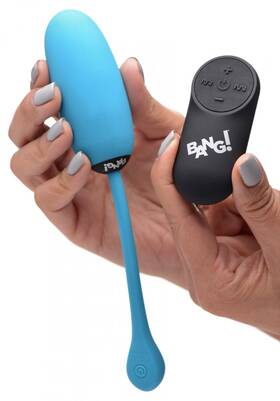 Bang 848518040091 Remote Control 28x Silicone Plush Blue Vibrating Personal Massager Rechargeable