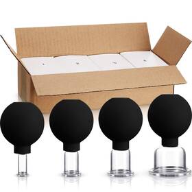 B08l9dl4x9 Bbto 4 Pcs Glass Silicone Cupping Set For Body And Face Massage Vacuum Suction