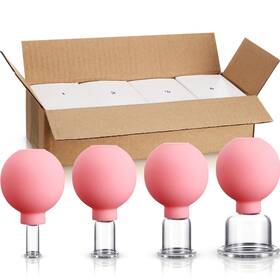 Massagers-561 Bbto 4 Pieces Glass Cupping Set Silicone Cups Massage Vacuum Suction Cu