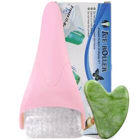 Beakey 313096216270 Ice Roller And Gua Sha Set Puffiness Relief Cooling Face Massager Pink