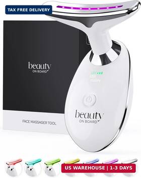 Beautyonboard 860013811211 Face Massager Tool With 7 Color Led Light Ion And Vibration Heat Modes Facial