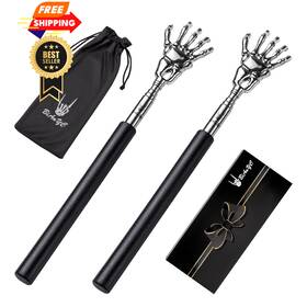2018061302 Bianyc 2-pack Skeleton Hand Back Scratcher Portable Extendable 3 Piece Set Black