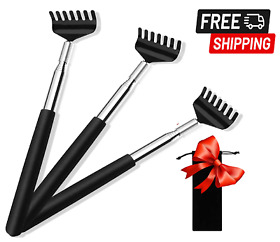 Black Telescopic Back Scratcher For Men Women With Beautiful Carry Bag 3-pack