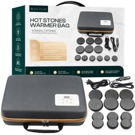 Blissflow 860011471004 Hot Stones Massage Set With Portable Warmer 12 Basalt Ro