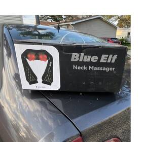 X004el8i07 Blue Elf Heated Shiatsu Neck Back Shoulder Massager Black Electric Kneading