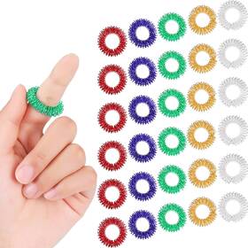 Blulu 613310214557 50 Pcs Acupressure Fidget Rings Spiky Red Blue Green Gold Silver