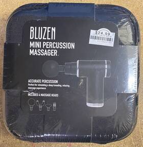 Bluzen 810676035356 Mini Percussion Massager Black 4 Massage Heads New