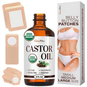 Eo-castor-4oz-patch Bodyj4you 32pc Castor Oil Belly Button Patch Set - Usda Organic 100% Pure Natural Cold