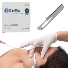 Bodymed 815991024740 Dermaplaning Blades #14 In Carbon Steel 100 Pcs Sterile Surgical Skin Care Podia