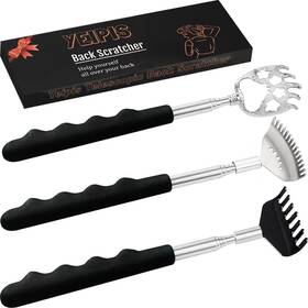Branded 445056871892 3 Pack Back Scratcher Metal Portable Telescoping Scratchers With Rubber Han