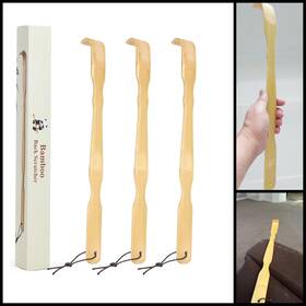 Mc1301-fba Branded 3 Pack Wooden Back Scratcher 17 Inch Curved Long Handle Bamboo Scratchers