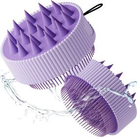 Rc001 Branded Scalp Massager Hair Brush Silicone Bristle Exfoliator For Dandruff Relief Purple