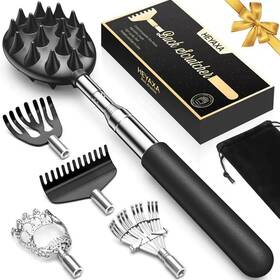 Branded01 445007263233 Upgraded Reinforced Telescoping Back Scratcher With 5 Detachable Heads Larger S
