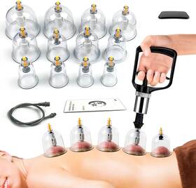 Branded01 744759741837 Cupping Therapy Set 12 Massage Cups For Back Pain Relief Physical With Hand Pump