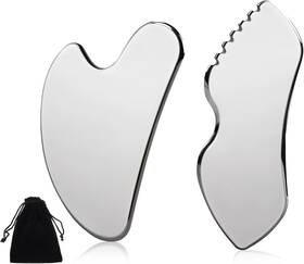 Mvu0fcway Branded01 2pcs Stainless Steel Gua Sha Facial Tools Metal Face Comb Detail Skin Care