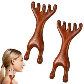5-claw Bremorou 738958 2 Pcs Wooden Massage Tools Scalp Massager Comb Meridian Therapy