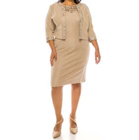 Brianna Milay 889601293475 Womens Plus Size Elegant Knee-length Sheath Dress With Lace Detail And Match