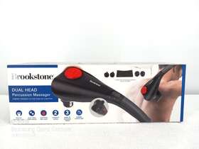 Brookstone 021331064462 Dual Head Percussion Massager 3 Massage Heads And 2 Intensity Levels