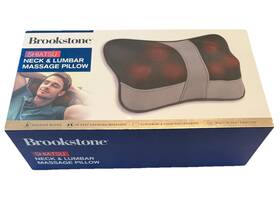 Brookstone 021331089427 Shiatsu Neck And Lumbar Massage Pillow Heated Six Modes New