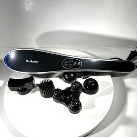 Bk5250-noc Brookstone Percussion Body Massager Handheld Multi Head Vibration Mode Light Use