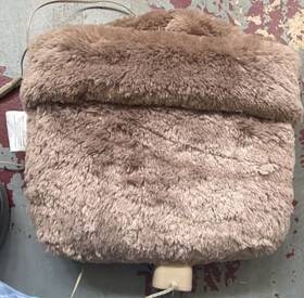 Brookstone J12-800 Heated Foot Warmer Brown Fabric Corded Electric 120vac