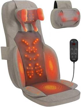 Mkz-2507b-brown Bwpiwpr Shiatsu Massage Cushion For Neck And Back With Heat - 4d Kneading Vibration