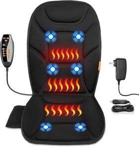 C14502 Carshion Massage Seat Cushion With Full Back Thighs Heat Massager Heated Cover