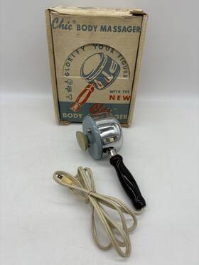 495m Chic Vintage Electric Body Massager Vibrator Cat.# Original Box - Works