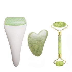 Cms-088 Chikoni 3-in-1 Jade Roller Gua Sha Tool For Wrinkle Reduction Puffiness Relief