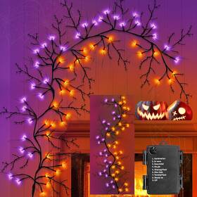 Ttd-ng-1.8 Ciyvotom Halloween Willow Vine Twig Garland With 54 Led Lights 8 Modes 6 Ft