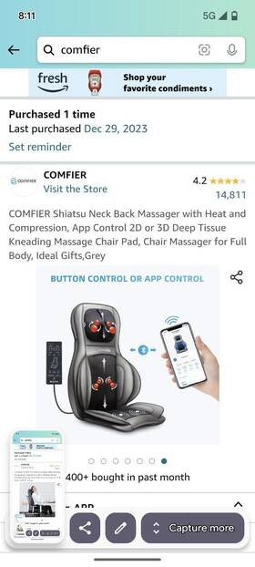 Cf-2309a-wm Comfier Massager Full Back Body Shiatsu Neck Kneading Muscle Pain Tension Relief Health