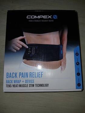 Compex 190446301752 Back Pain Relief With Tens Unit / Muscle Stim Technology- New Small/mediu