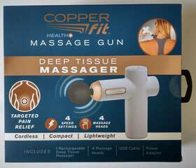 Copper Fit 754502051403 Percussion Massage Gun With 4 Attachments Cordless